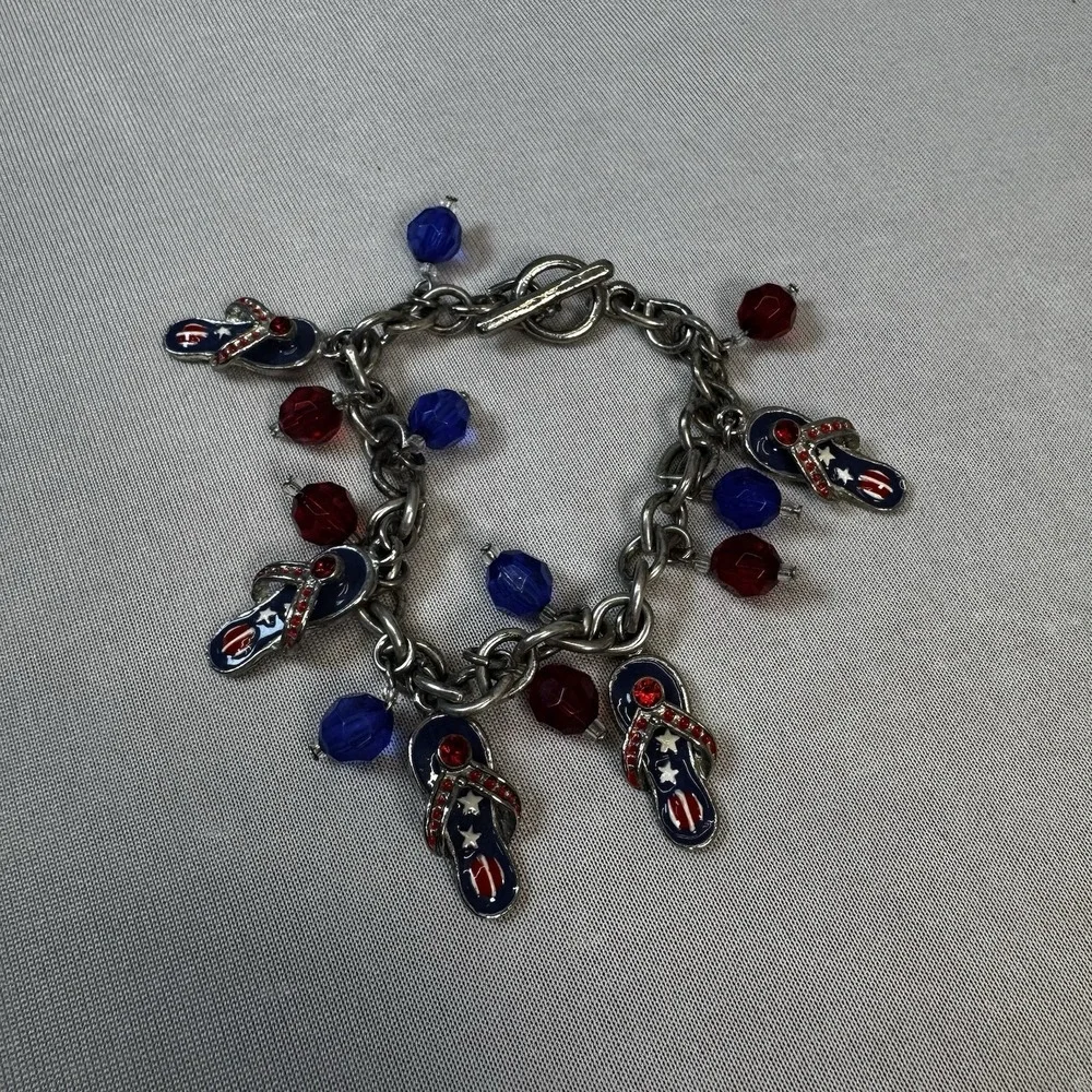 Red & Blue Americana‎ Flip Flip Charm Bracelet With Toggle Clasp